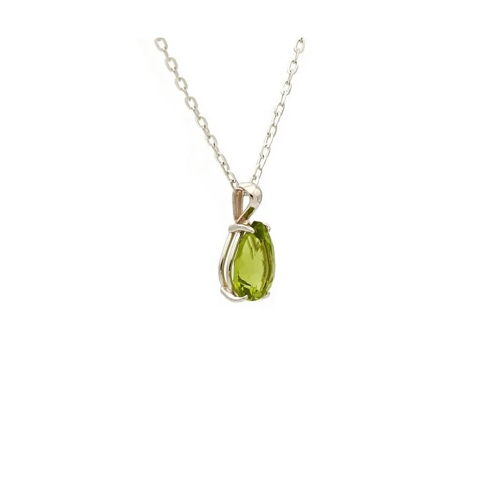 Colgante con cadena de oro blanco y peridoto - 0874