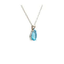 Colgante con cadena de oro blanco y topacio - 0981