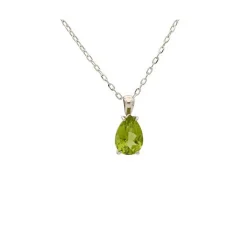 Colgante con cadena de oro blanco y peridoto - 0874
