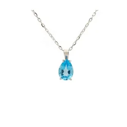 Colgante con cadena de oro blanco y topacio - 0981