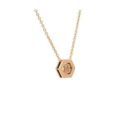 Colgante hexagonal con inicial en oro rosa con cadena - 0984