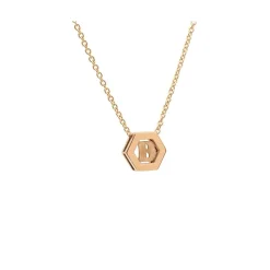 Colgante hexagonal con inicial en oro rosa con cadena - 0984