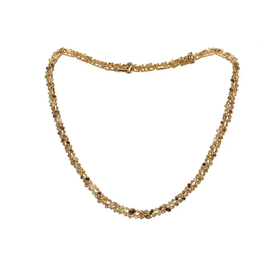 Collar de oro con diamantes multicolores