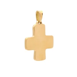 Cruz cuadrada de oro amarillo con figura de Cristo - 0362