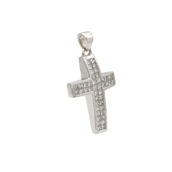 Cruz de oro blanco y diamantes