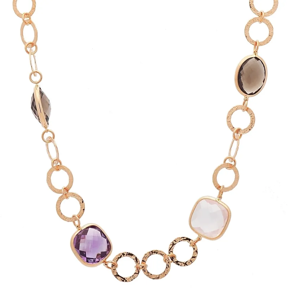 Gargantilla de oro rosa con piedras de color