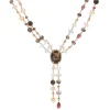 Gargantilla de oro rosa, cuarzo fumé y diamantes