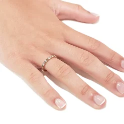 Media alianza con diamantes blancos y brown- 1121