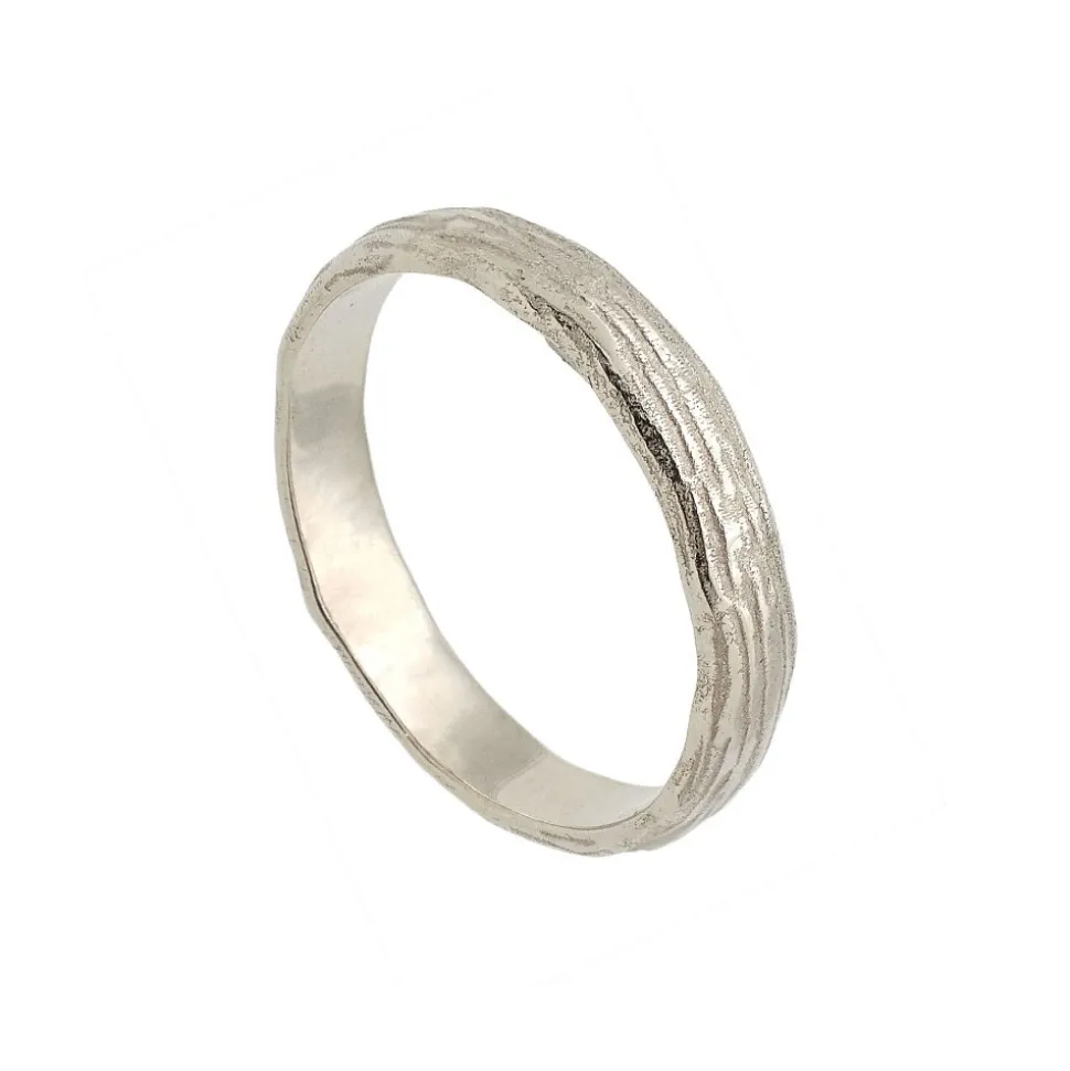 Original alianza rayada en oro blanco - 0995