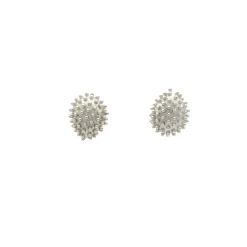 Pendientes Cactus en forma de gota de oro blanco - 0977