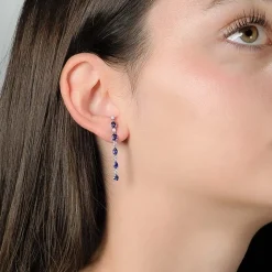 Pendientes colgantes de zafiros y diamantes