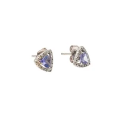 Pendientes con tanzanita triangular y diamante