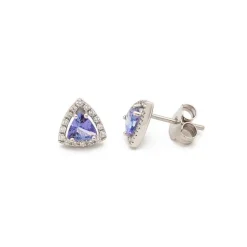 Pendientes con tanzanita triangular y diamante