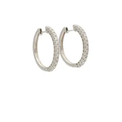 Pendientes criolla en oro blanco con diamantes - 0048