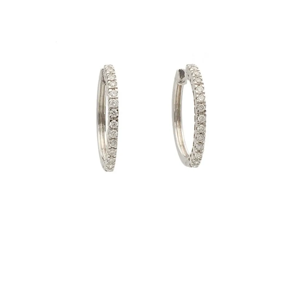 Pendientes criolla en oro blanco con diamantes - 0048