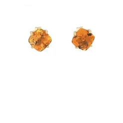 Pendientes cuadrados de oro amarillo y cuarzo citrino