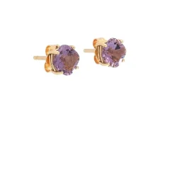 Pendientes cuadrados de oro amarillo y amatistas