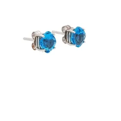 Pendientes cuadrados de oro blanco y topacios