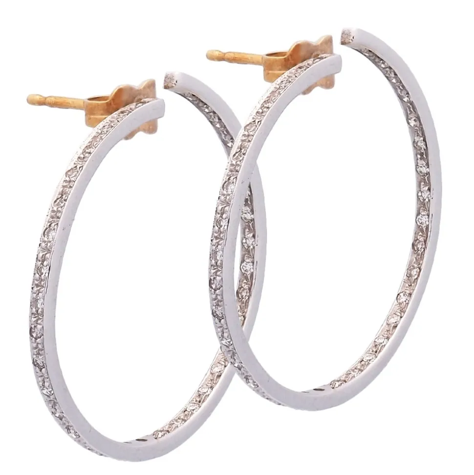 Pendientes de aro grande con diamantes