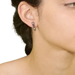 Pendientes de aros calados con diamantes - 1048