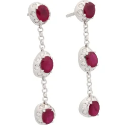 Pendientes de cadenita con rubíes