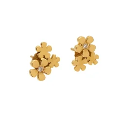 Pendientes de flores para niña en oro amarillo y diamantes