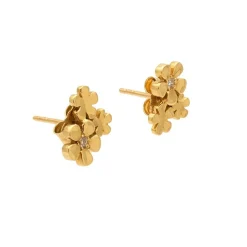 Pendientes de flores para niña en oro amarillo y diamantes