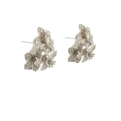 Pendientes de margaritas en oro blanco y diamantes - 0024