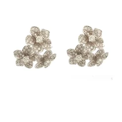 Pendientes de margaritas en oro blanco y diamantes - 0024