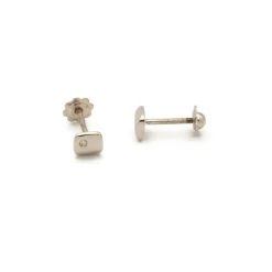 Pendientes de niña cuadrados en oro blanco y diamantes
