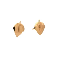 Pendientes de niña en oro rosa con forma de hoja