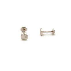 Pendientes de niña redondos en oro blanco y diamantes