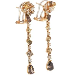 Pendientes de oro amarillo con diamantes bicolor