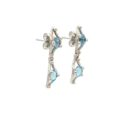 Pendientes de oro blanco con topacios - 0956