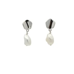 Pendientes de oro blanco y perlas cultivadas - 0372