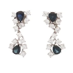 Pendientes de oro blanco, zafiros y diamantes