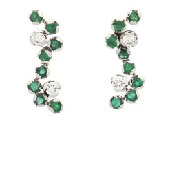Pendientes de oro blanco, esmeraldas y diamantes
