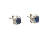 Pendientes de oro blanco con diamantes y zafiro - 0987