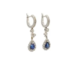 Pendientes de oro blanco con diamantes y zafiros - 0490