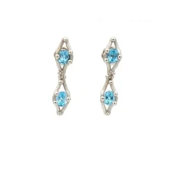Pendientes de oro blanco con topacios - 0956