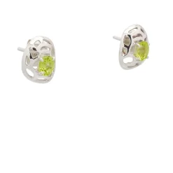 Pendientes de oro blanco calados con peridotos - 1244