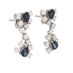 Pendientes de oro blanco, zafiros y diamantes