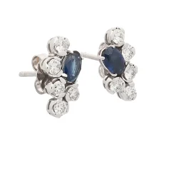 Pendientes de oro blanco, zafiros y diamantes
