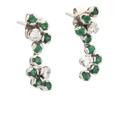 Pendientes de oro blanco, esmeraldas y diamantes