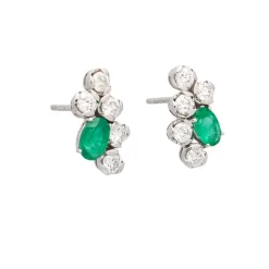Pendientes de oro blanco con esmeraldas y diamantes