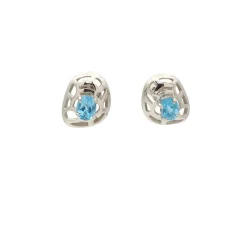 Pendientes de oro blanco calados con topacios - 0602