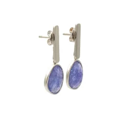 Pendientes de oro blanco con tanzanitas - 0769