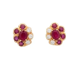 Pendientes de oro con rubíes y diamantes