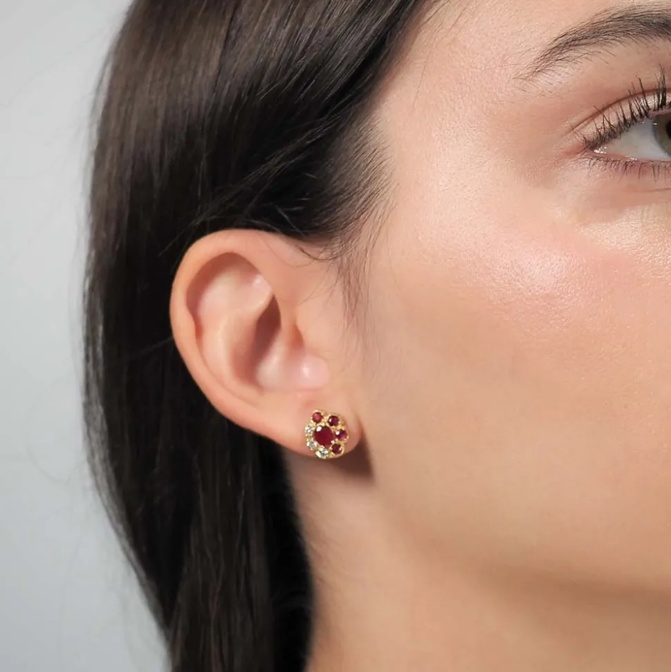 Pendientes de oro con rubíes y diamantes