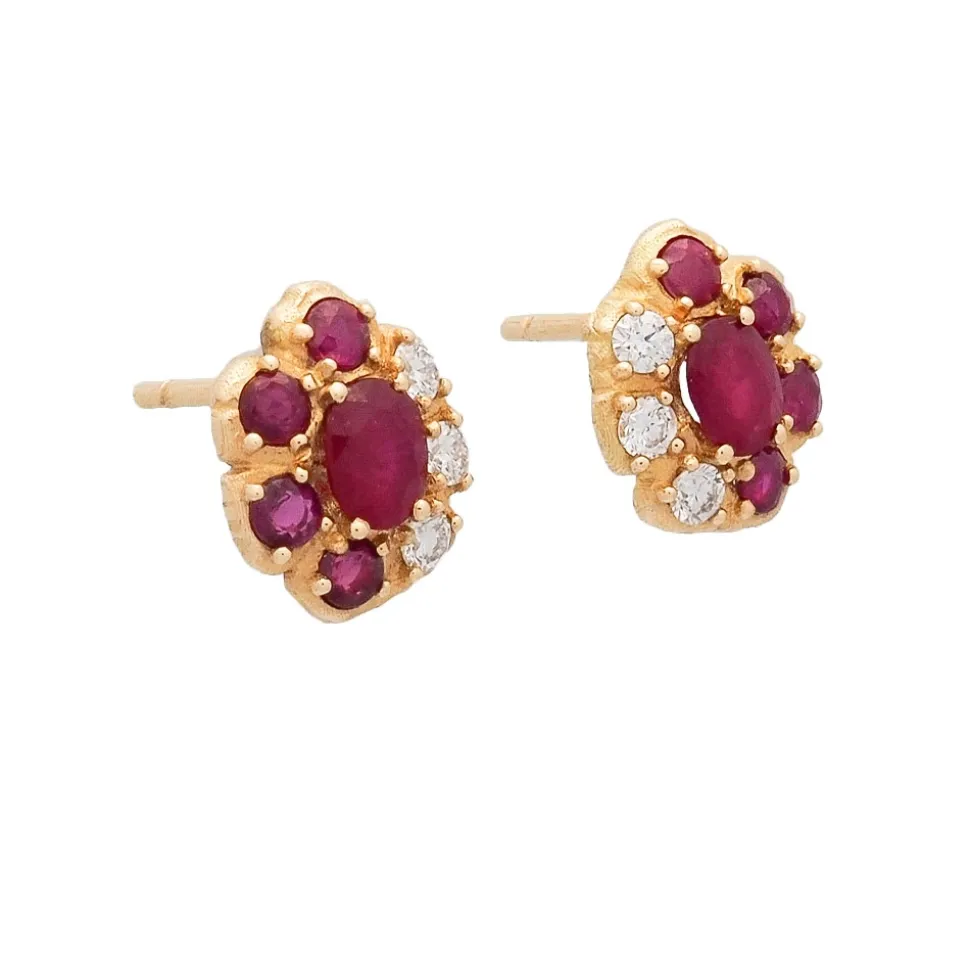 Pendientes de oro con rubíes y diamantes
